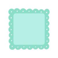 Scalloped Edge Square Frame Badge Vector. Simple label sticker template. Cute vintage frill ornament. Vector illustration isolated on white background.