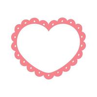 Scalloped Edge Heart Frame Badge Vector. Simple label sticker template. Cute Valentines Day frill ornament. Vector illustration isolated on white background.