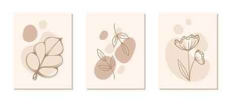 Fondo de arte abstracto boho floral simple minimalista dibujado a mano. ilustraciones estéticas modernas. colección de estilo bohemio de diseño artístico contemporáneo para decoración de paredes, postales, afiches vector