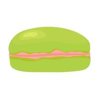 French macaroon dessert. Green macaron with pink filling vector