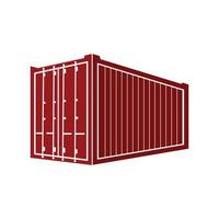 diseño de vector de caja de contenedor de envío rojo sobre fondo blanco