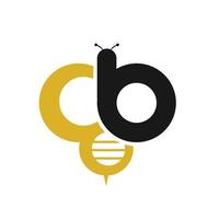 diseño de logotipo de ilustración simple y minimalista inicial 3 combinado con abeja sobre fondo blanco vector