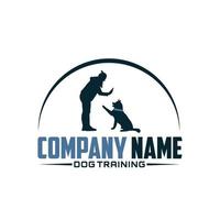Human and dog silhouette vector design logo, dog sitter, dog lover illustration.