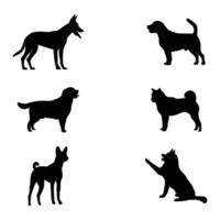 Illustration set of silhouettes of dog on white background vector