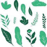 Hand drawn spring flower and leaf collection Vector Illustration