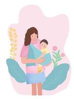 Vector Mom and Baby concept illustration mother's day