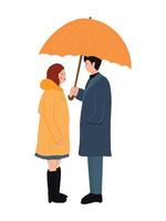 Vector Love Couple with umbrella Flat Illustration