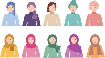 Vector woman fashion hijab illustration concept