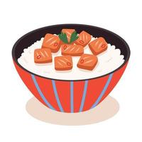 Simple chicken rice bowl cartoon vector