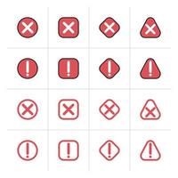 circle exclamation mark. Vector isolated element. Red circle, square, triangle symbol.