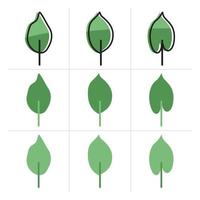 Tree line icon set. Collection of vector illustrations on white. Green nature for design.