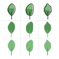conjunto de iconos de línea de árbol. colección de ilustraciones vectoriales en blanco. naturaleza verde para el diseño. vector