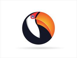 Circle toucan bird logo - mascot design. Vector illustration toucan on white background