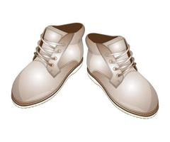un par de zapatillas de cuero con encaje marrón. zapato, vector, ilustración, aislado, blanco vector