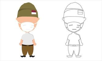 Cute character vector. Indonesian independence day edition vector