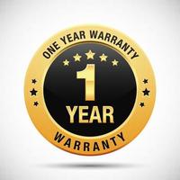 1 year warranty golden badge vector