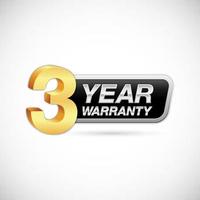 3 year warranty golden and silver label i vector