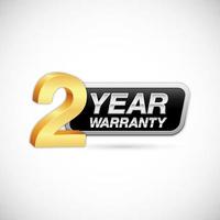 2 year warranty golden and silver label vector