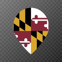 Map pointer with flag Maryland state. Vector illustration.