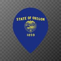 Map pointer with flag Oregon state. Vector illustration.