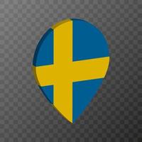 Map pointer with Sweden flag. Vector illustration.