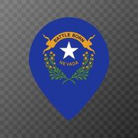 Map pointer with flag Nevada state. Vector illustration.