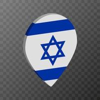 puntero del mapa con la bandera de Israel. ilustración vectorial vector