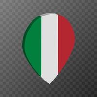 Map pointer with Italy flag. Vector illustration.