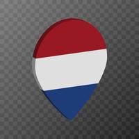 Map pointer with Netherlands flag. Vector illustration.