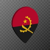 Map pointer with Angola flag. Vector illustration.