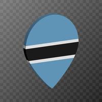 Map pointer with Botswana flag. Vector illustration.