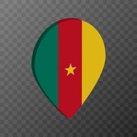 Map pointer with Cameroon flag. Vector illustration.