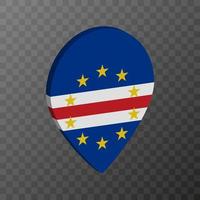 Map pointer with Cape Verde flag. Vector illustration.