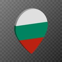 Map pointer with Bulgaria flag. Vector illustration.