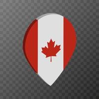 Map pointer with Canada flag. Vector illustration.