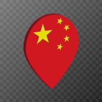 Map pointer with China flag. Vector illustration.
