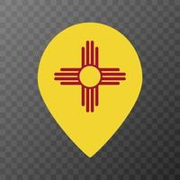 Map pointer with flag New Mexico state. Vector illustration.