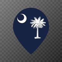 Map pointer with flag South Carolina state. Vector illustration.