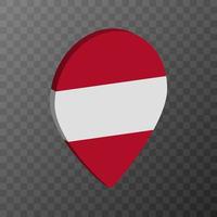 Map pointer with Austria flag. Vector illustration.