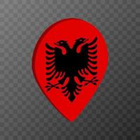 Map pointer with Albania flag. Vector illustration.