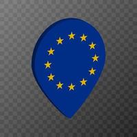 Map pointer with European Union flag. Vector illustration.