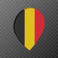 Map pointer with Belgium flag. Vector illustration.