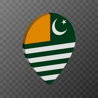 Map pointer with Azad Kashmir flag. Vector illustration.