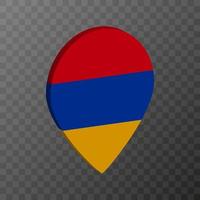 Map pointer with Armenia flag. Vector illustration.