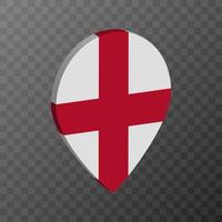 Map pointer with England flag. Vector illustration.