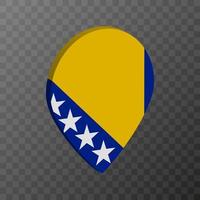 Map pointer with Bosnia and Herzegovina flag. Vector illustration.