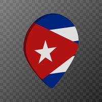 Map pointer with Cuba flag. Vector illustration.