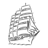 sailing ship vector sketch
