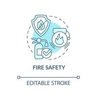 Fire safety turquoise concept icon. Measure to minimize employee injuries abstract idea thin line illustration. Isolated outline drawing. Editable stroke vector