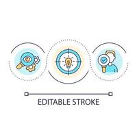 Forming balanced opinion loop concept icon. Decision making without biases. Information research abstract idea thin line illustration. Isolated outline drawing. Editable stroke vector